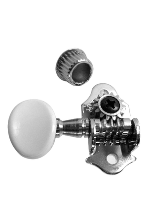 Grover #9N Geared Tuners - Nickel Finish White Buttons — Pohaku